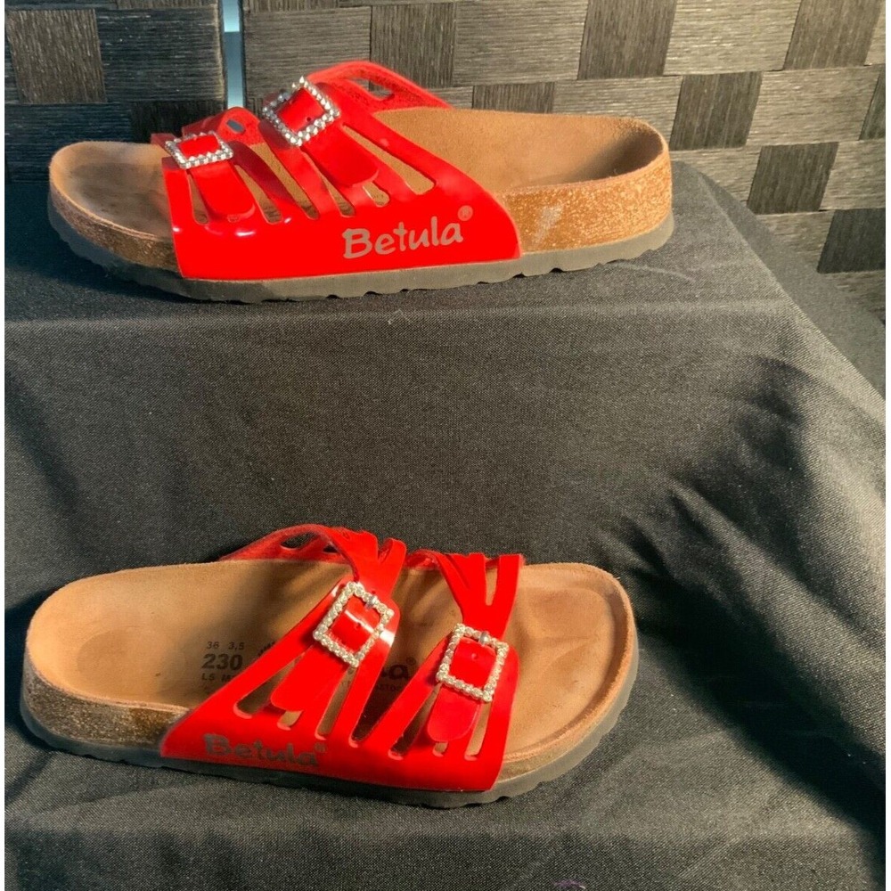 BETULA RED SANDALS WITH BLING SIZE 5.5 PRE-OWNED